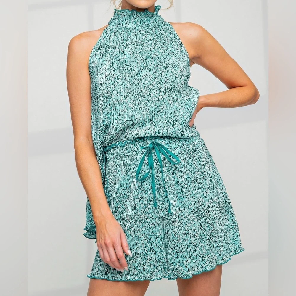 🔥🔥New Boutique Matching Top and Short Set -Mint Sleeveless